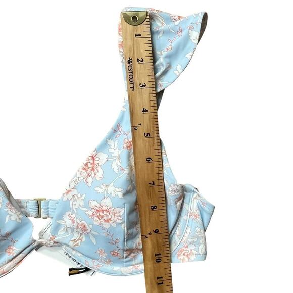WeWoreWhat NWT Halogen Blue Floral Allie Underwire Padded Bikini Swim Top Large - Picture 6 of 11